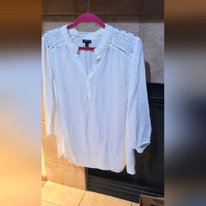 Torrid White Relaxed Embellished Blouse